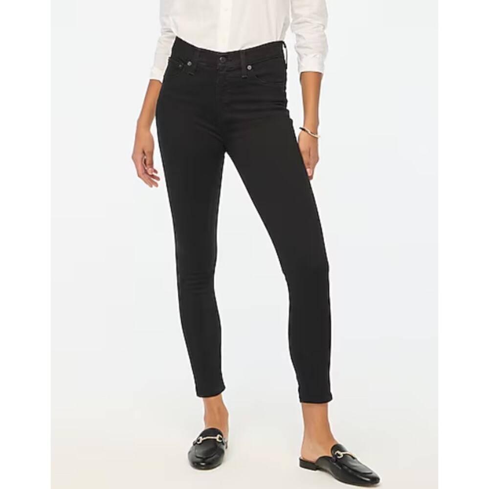 J.Crew Factory Petite 9" Mid Rise Black Skinny Jean signature stretch Black 28P